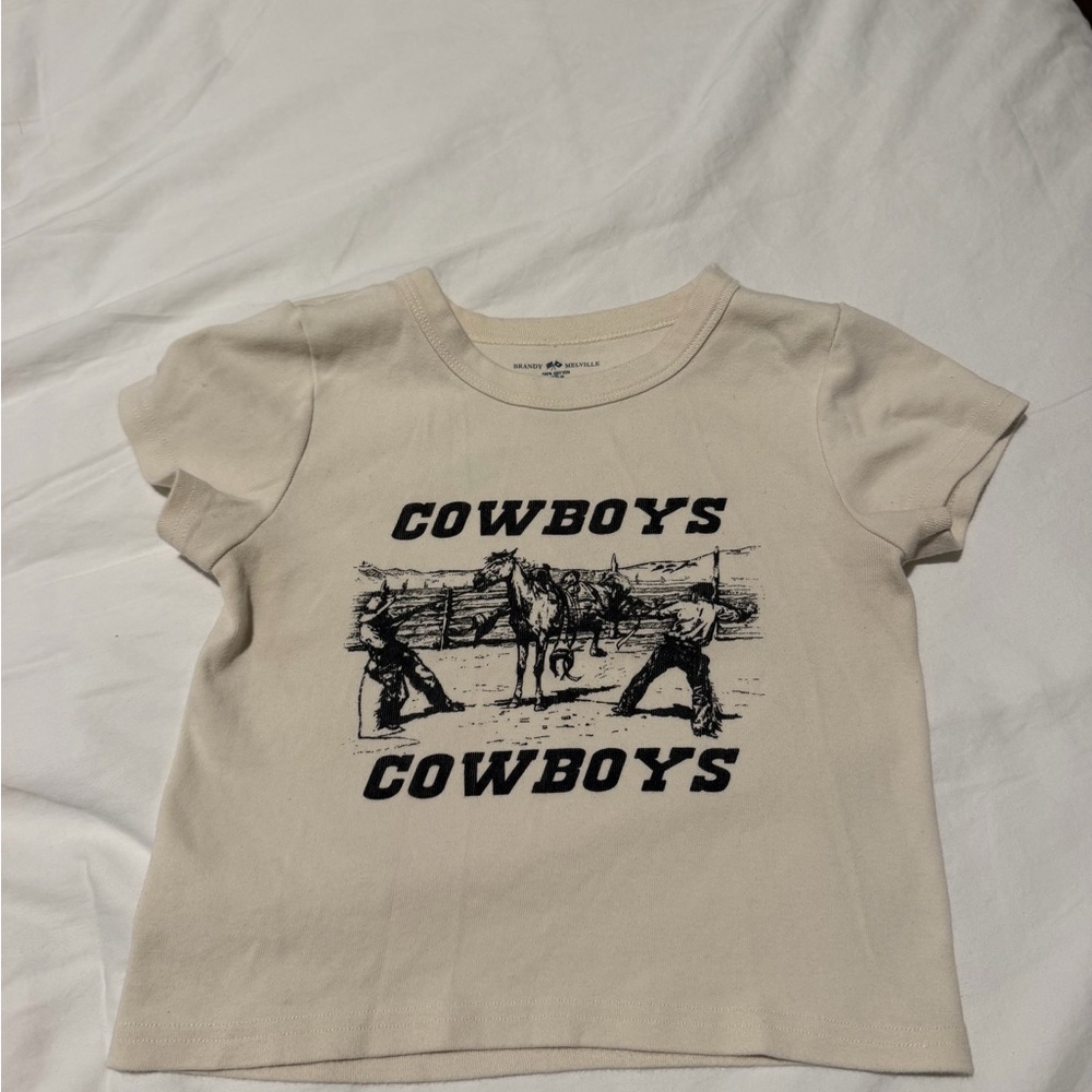 Brandy Melville Cream 'Cowboys' Graphic Tee